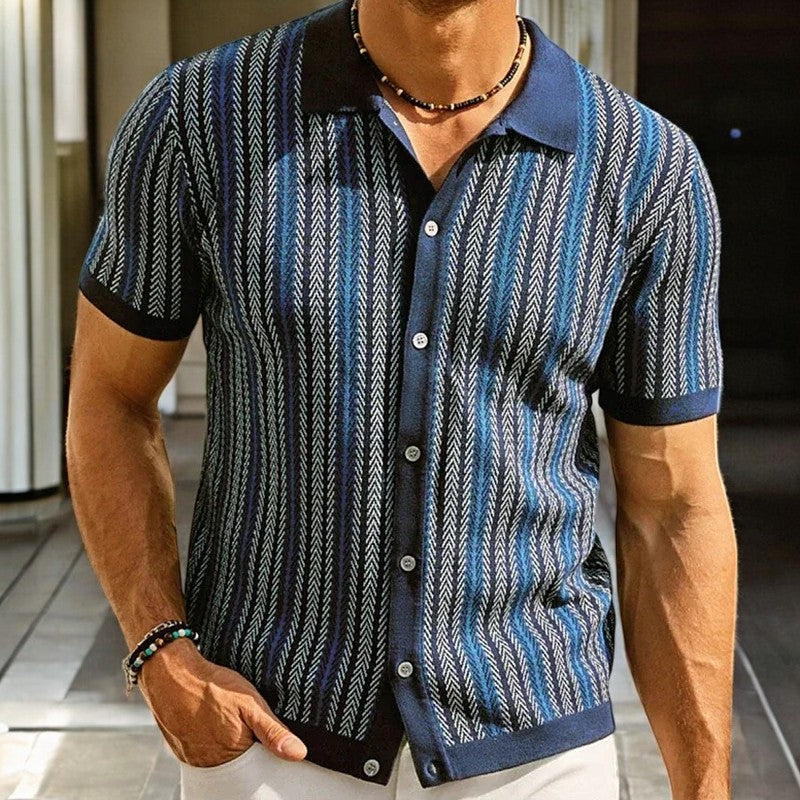 Polo de punto para hombre — algodón orgánico con botones — trabajo