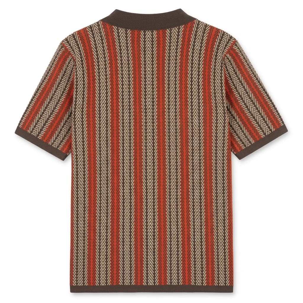 Polo de punto hombre — rayas verticales — estilo casual vacaciones